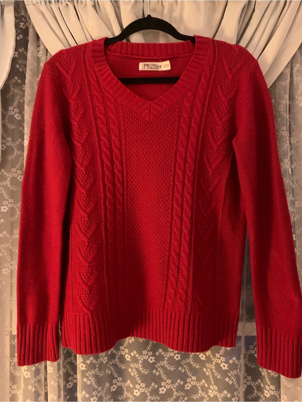 Faded Glory Red Cable Knit Sweater